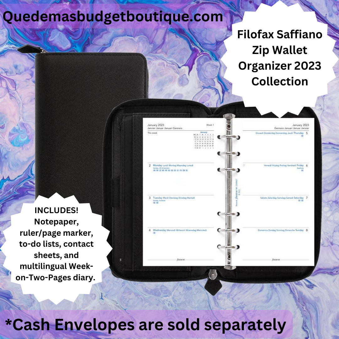 Cash Envelope System Wallets  Filofax Saffiano Zip Organizer and