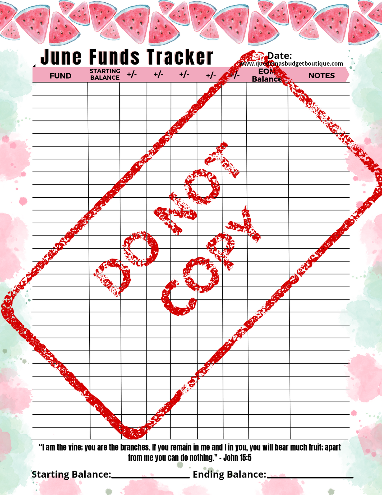 Watermelon Sinking Fund Tracker Tracker! JUNE Option Available! PDF Printable!  8.5 x 11