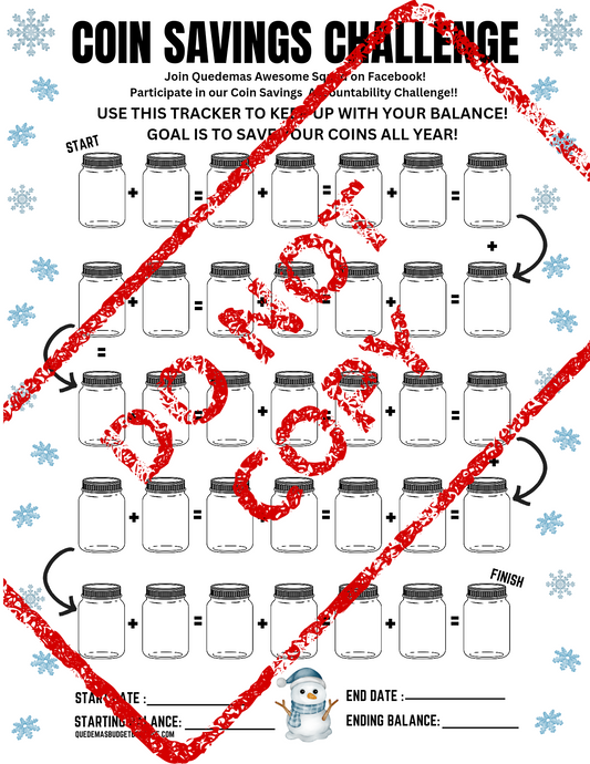 Snowman Coin Savings Challenge! Holiday PDF Printable!  8.5 x 11