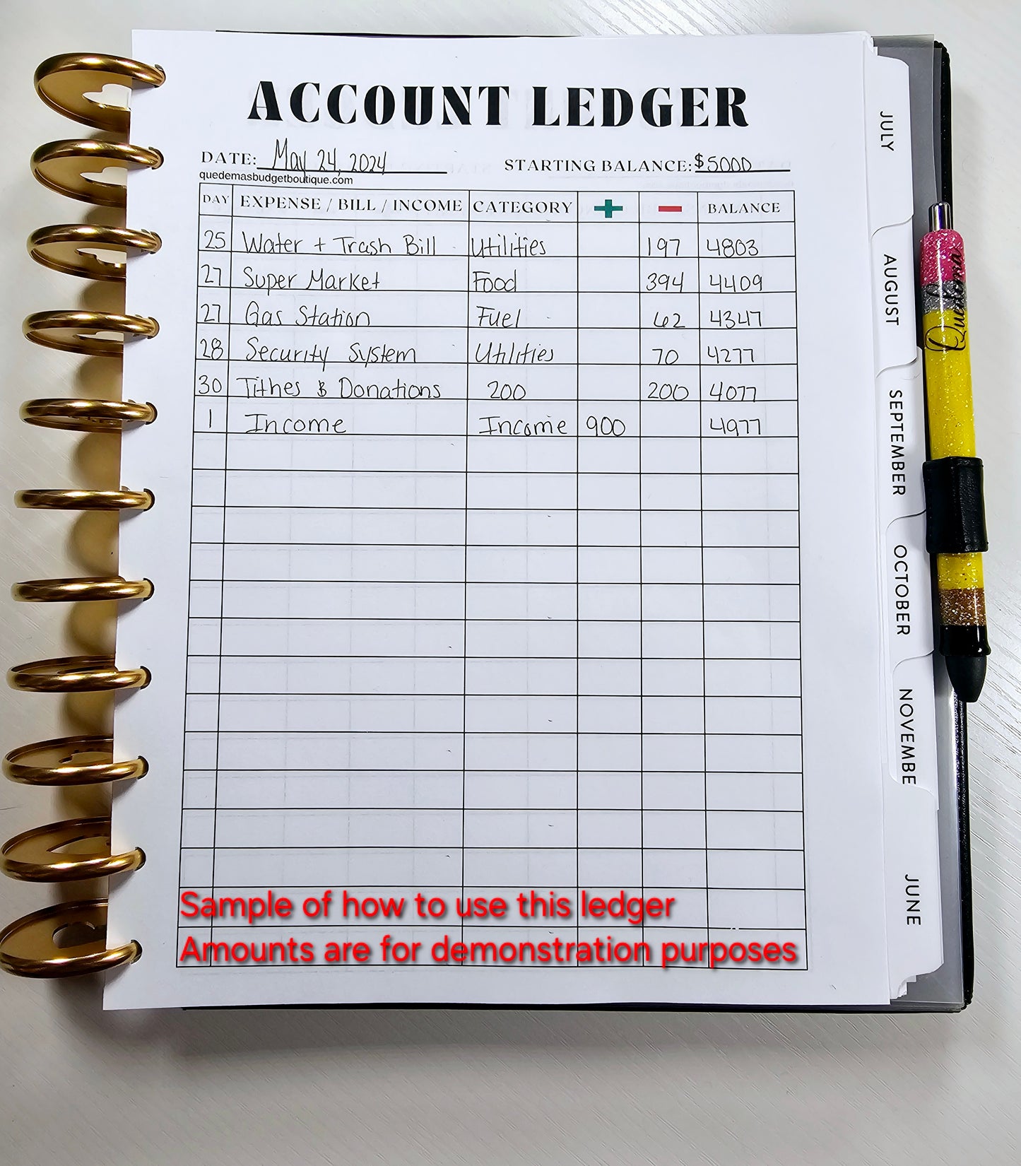 Account Leder! PDF Printable!  8.5 x 11