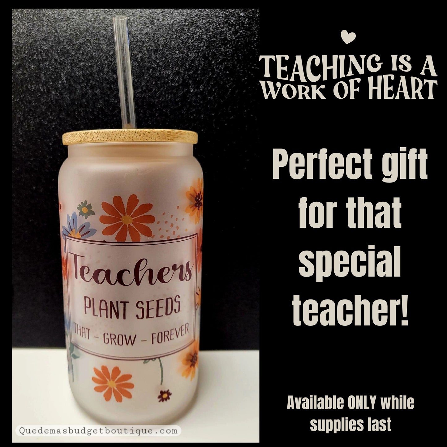 Teachers Glass Cup | 16oz Glass Cup | Available ONLY while supplies last!