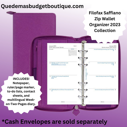 Filofax RASPBERRY Zip Wallet Budget Organizer - Saffiano Zip Collection (2023)