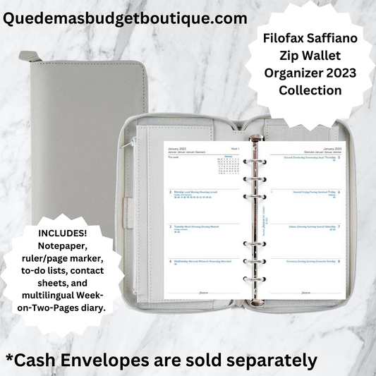 Filofax GRANITE Zip Wallet Budget Organizer - Saffiano Zip Collection (2023)