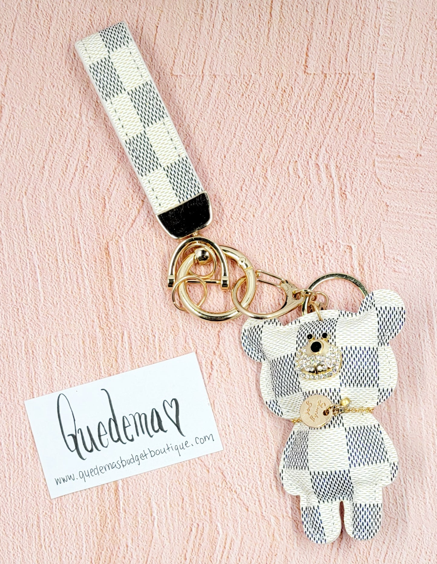 Checkered Bear Keychain & Wristlet! Checkered Bear Planner Charm! 3 Options Available!!