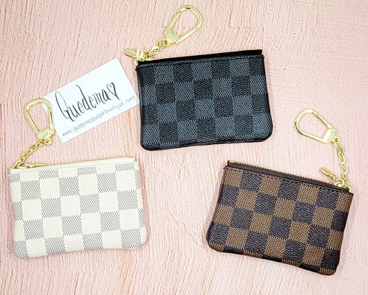 Checkered Coin Purse! Checkered Coin Pouch! 3 Options Available! LV Inspired!