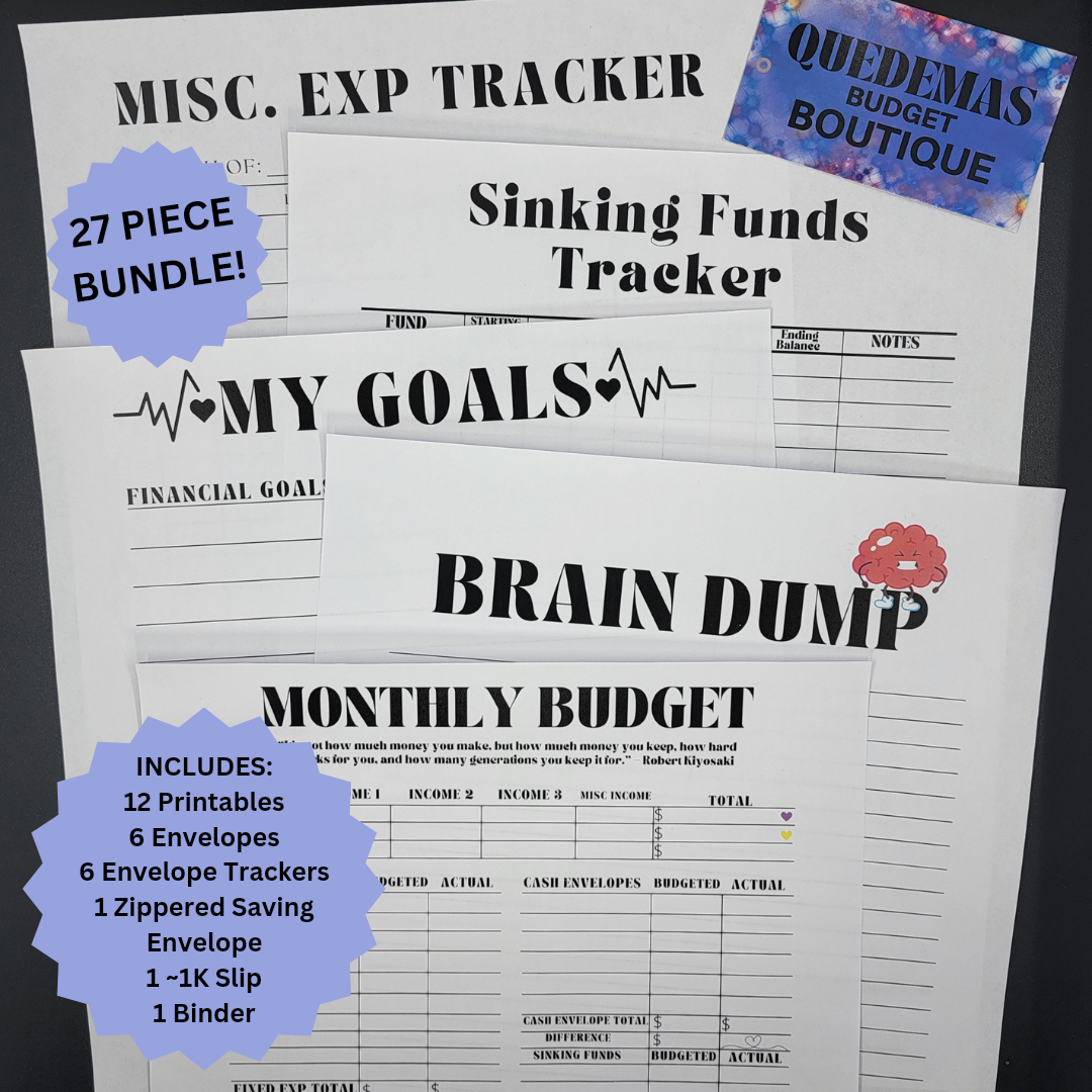 Chrome Blue Budget Binder 27 Piece Bundle!!! EVERYTHING YOU NEED TO GET STARTED! 2 Options Available! Customizable!