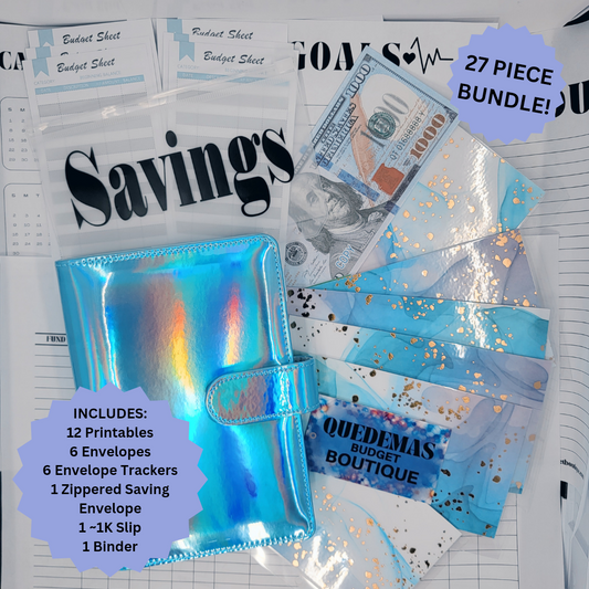 Chrome Blue Budget Binder 27 Piece Bundle!!! EVERYTHING YOU NEED TO GET STARTED! 2 Options Available! Customizable!