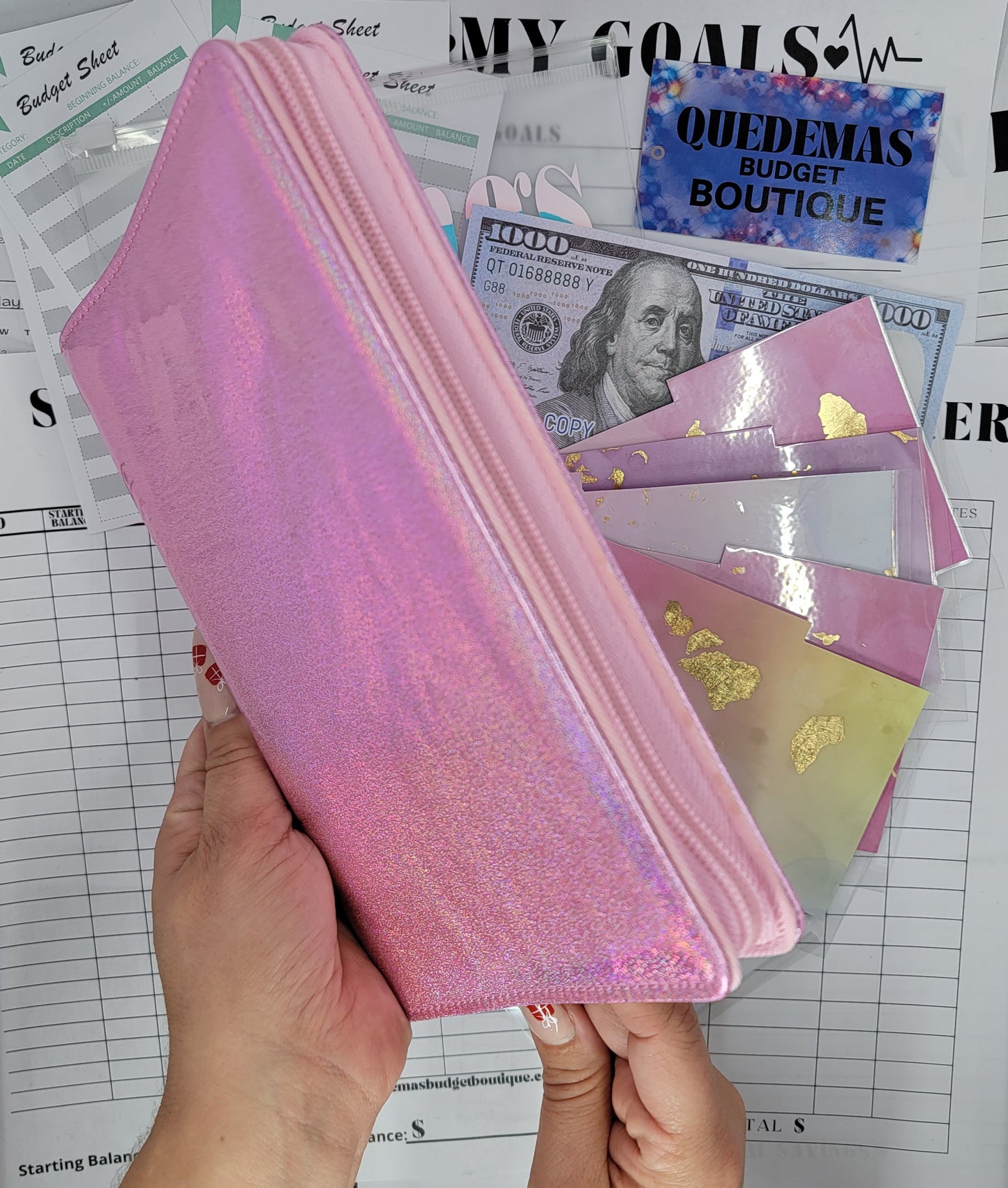 Pink Glitter Zip Around Budget Binder! 27 Piece Bundle!!! EVERYTHING YOU NEED TO GET STARTED! 2 Options Available!! Customizable!