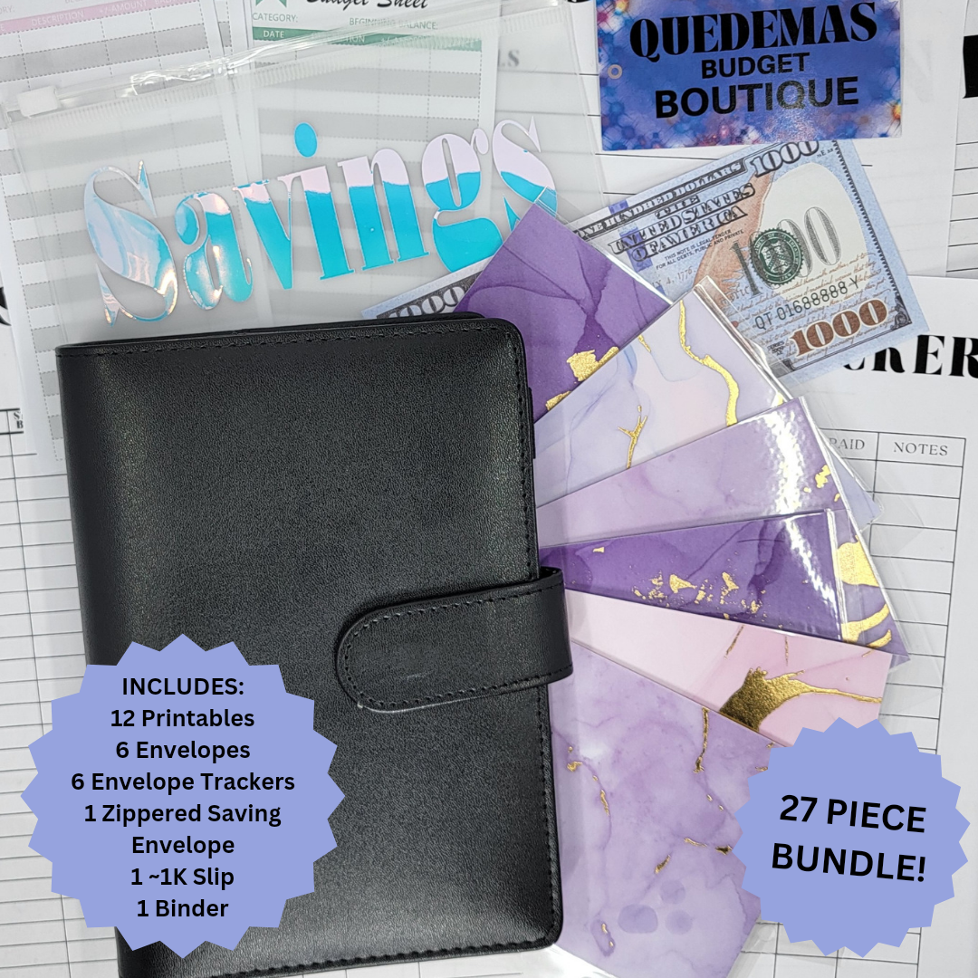 Black Budget Binder! 27 Piece Bundle!!! EVERYTHING YOU NEED TO GET STARTED! 2 Options Available! Customizable!