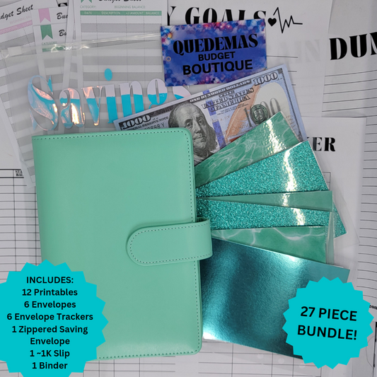 Teal Budget Binder 27 Piece Bundle!!! EVERYTHING YOU NEED TO GET STARTED! 2 Options Available! Customizable!