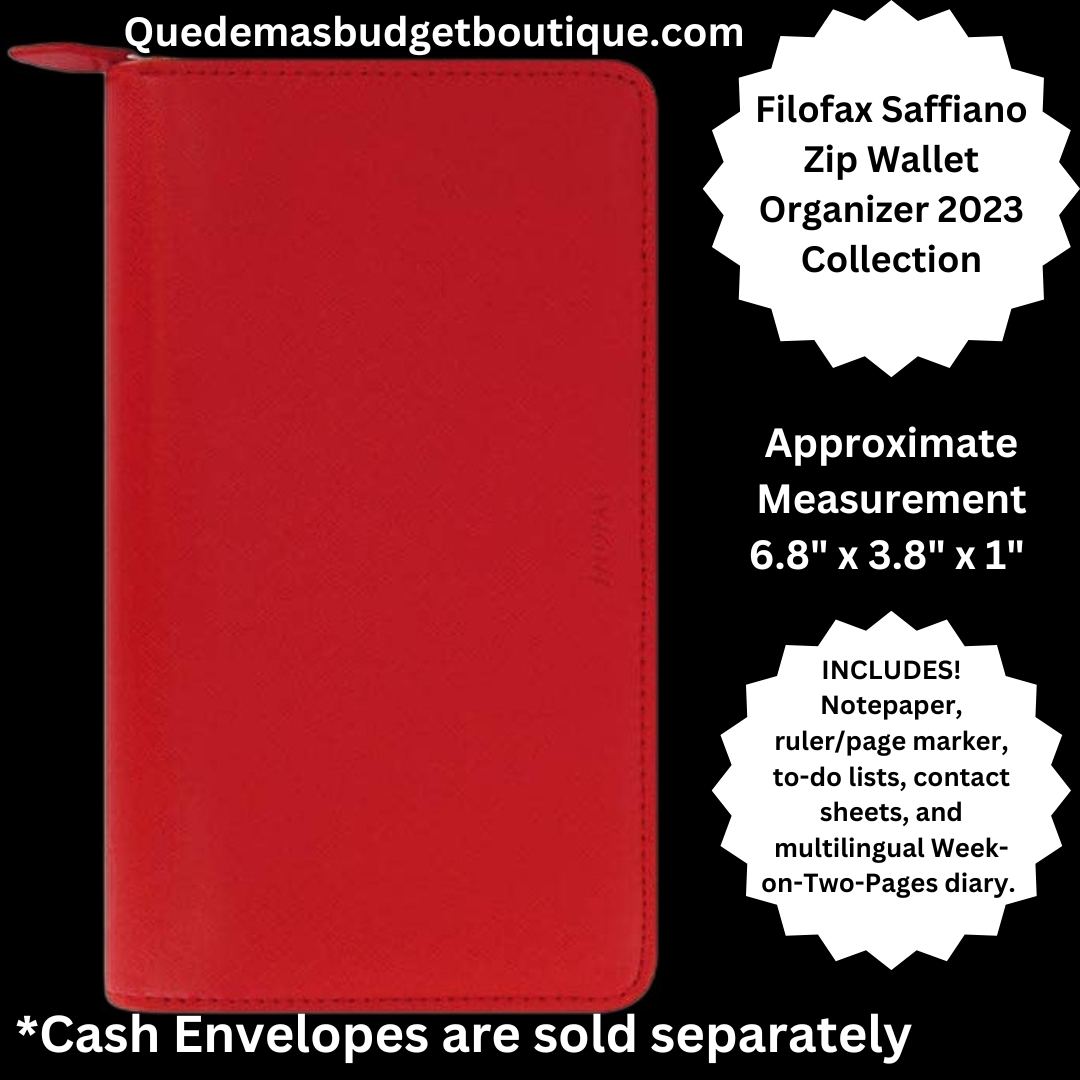 Filofax POPPY Zip Wallet Budget Organizer - Saffiano Zip Collection (2023)