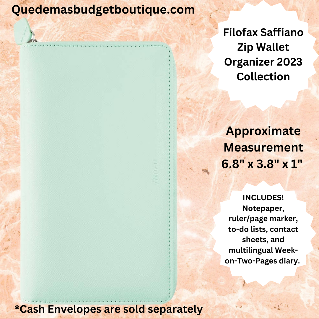 Filofax NEO MINT Zip Wallet Budget Organizer - Saffiano Zip Collection (2023)