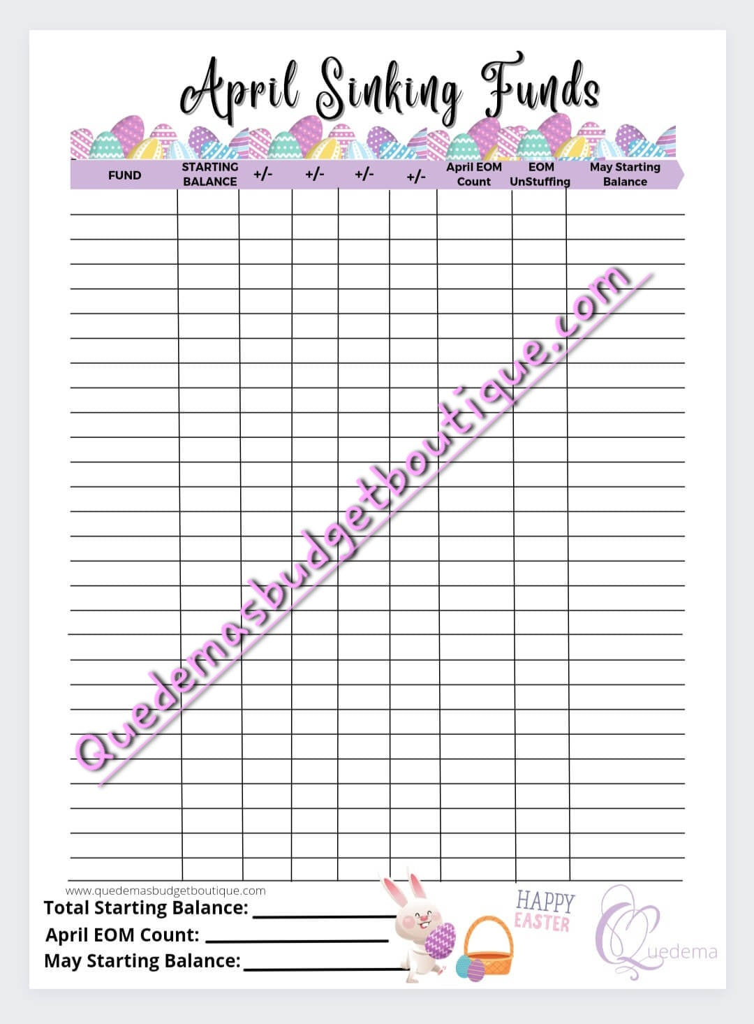 April Sinking Funds Tracker! Printable!